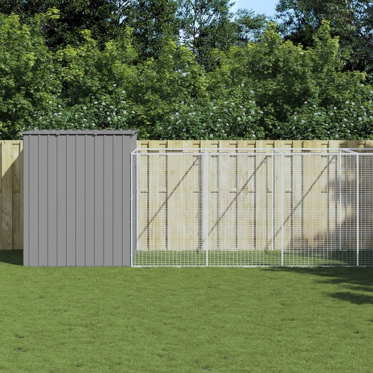 Dog House Light Grey Galvanized Steel 84.3x341.3x71.3 in Durable A949-3189128