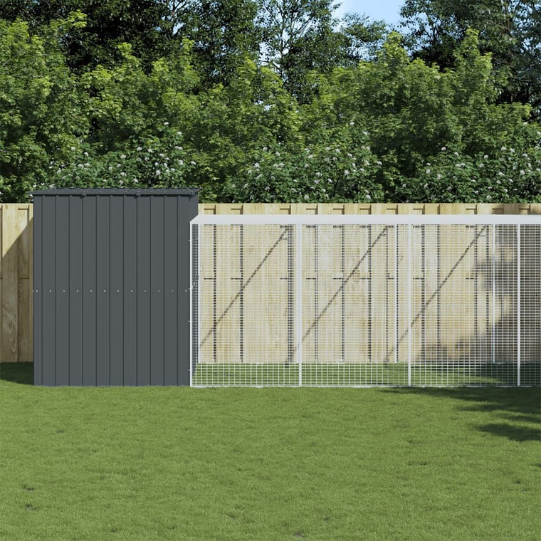 Dog House Anthracite Galvanized Steel Large Dog House A949-3189136