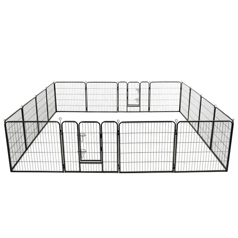 Dog Playpen Black Powder-Coated Steel Large Collapsible A949-275491
