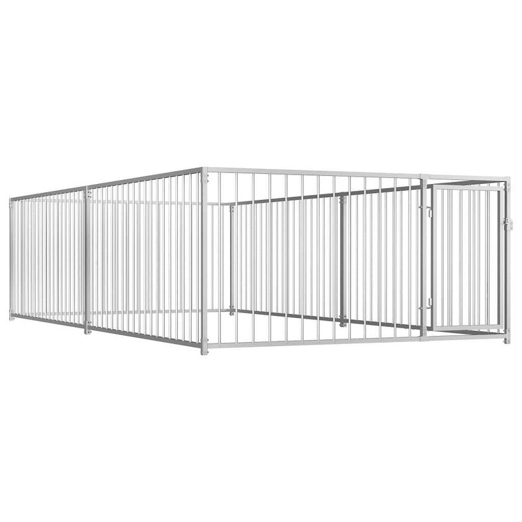 Dog Kennel Silver Steel 78.7 in x 157.5 in x 39.4 in Dog Kennel A949-144490