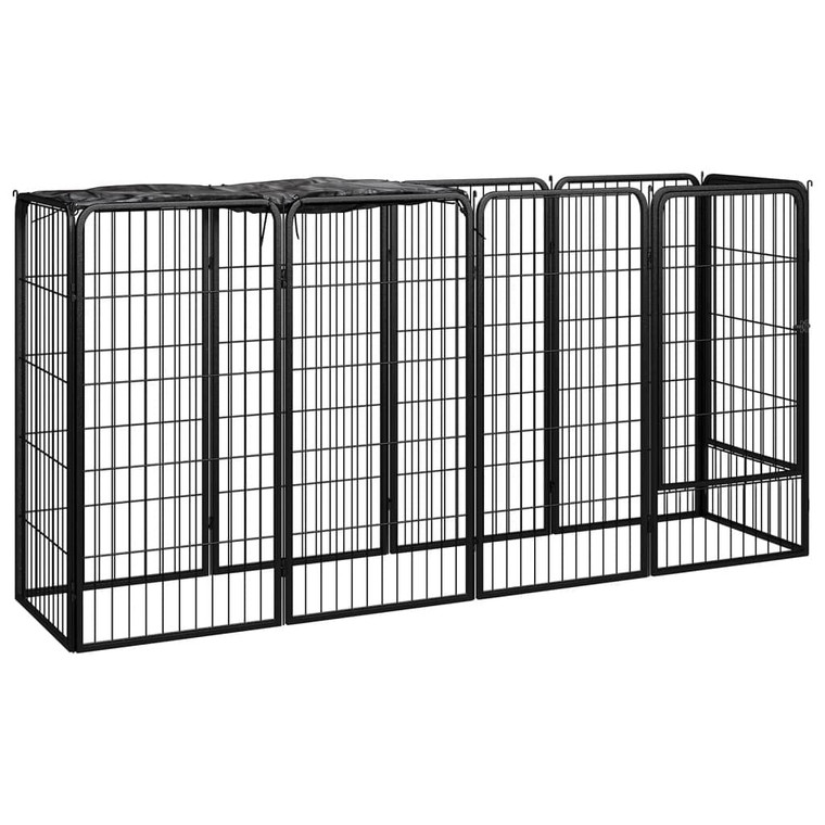Dog Playpen Black Powder-coated steel, Polyethylene A949-3115948