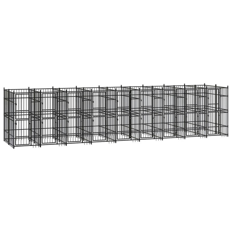 Dog Kennel Black Powder-coated steel Extra Large Durable A949-3097944