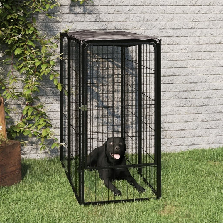 Dog Playpen Black Powder-coated steel, Polyethylene A949-171792