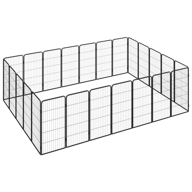 Dog Playpen Black Powder-coated steel Large Collapsible A949-3115962