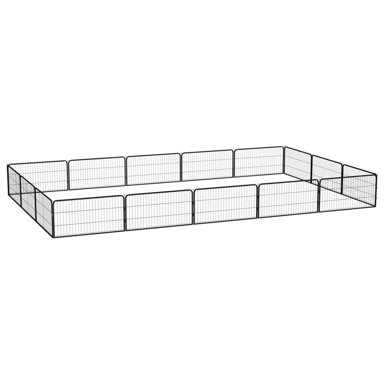 Dog Playpen Black Powder-coated steel Large Expandable A949-3115969