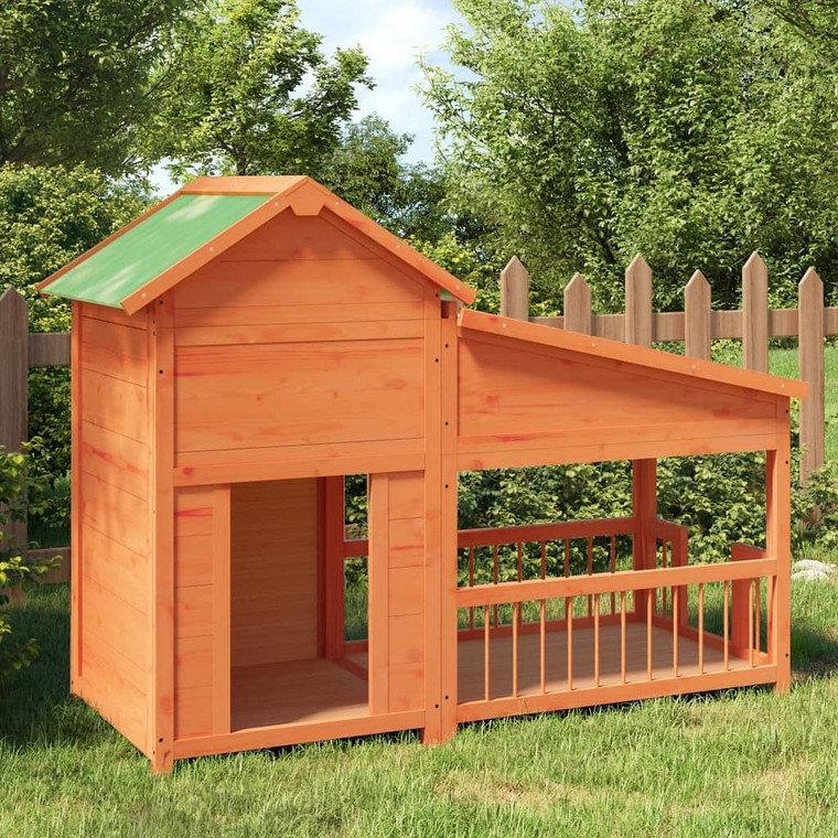 Dog Kennel Brown Solid pine wood Large Dog Kennel Rectangular A949-172261