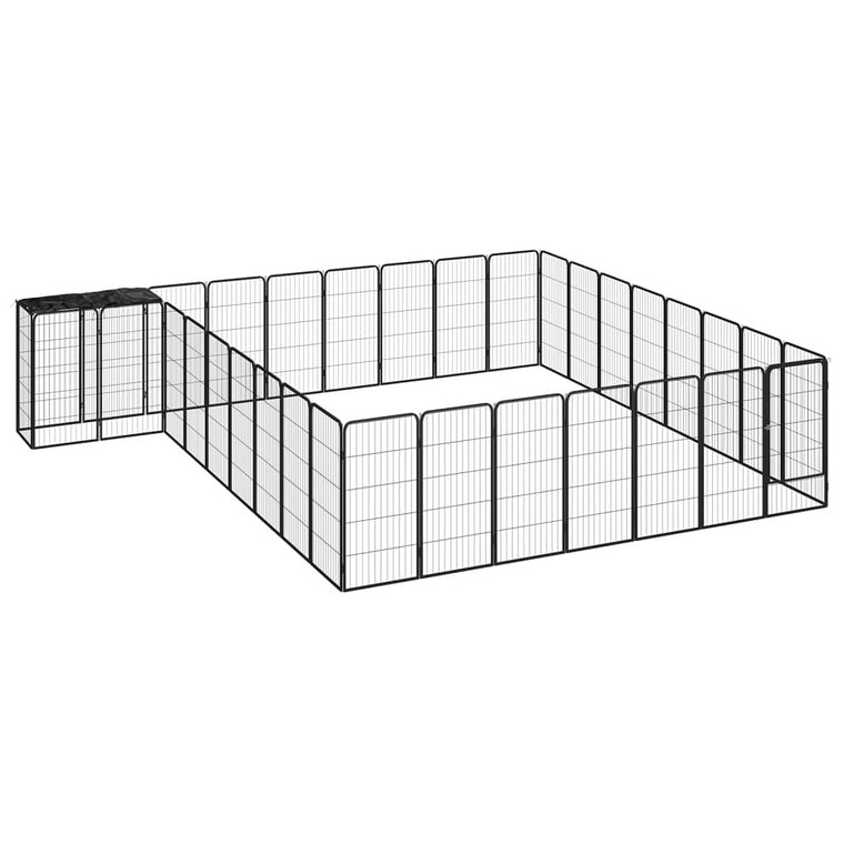 Dog Playpen Black Powder-coated steel, polyethylene Large A949-3115954