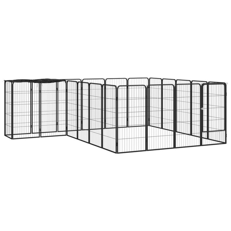 Dog Playpen Black Powder-coated steel 22-Panel A949-3115951