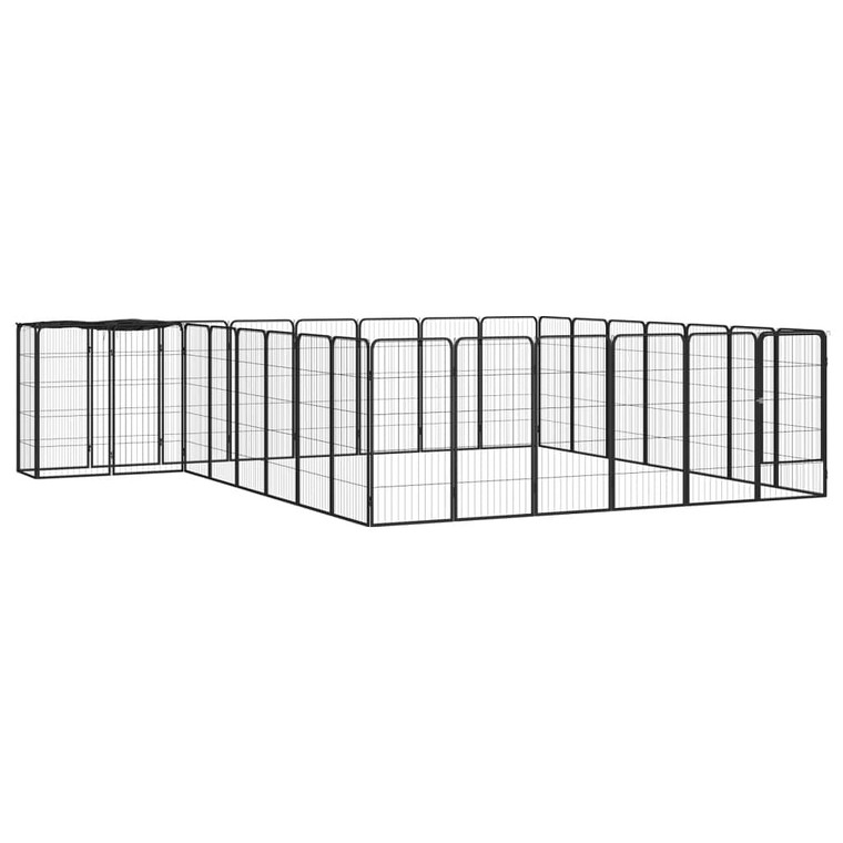 Dog Playpen Black Powder-coated steel, Polyethylene Large A949-3115953