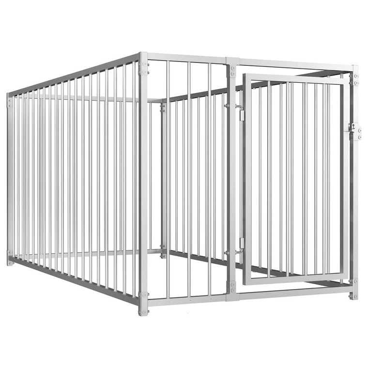 Dog Kennel Silver Steel Medium Durable Dog Kennel Rectangular A949-144488