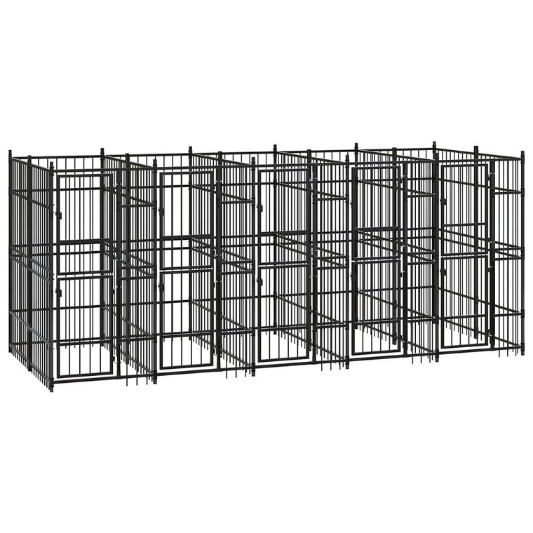 Dog Kennel Black Powder-Coated Steel 99.1 sq ft Sturdy A949-3097940