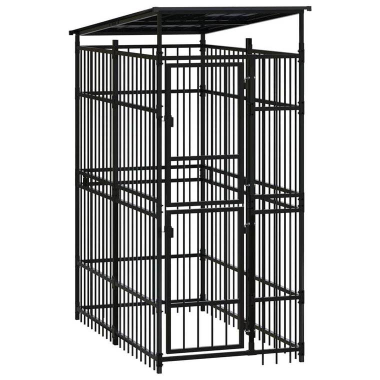 Dog Kennel Black Powder-coated steel 19.8 sq ft Durable A949-3097946