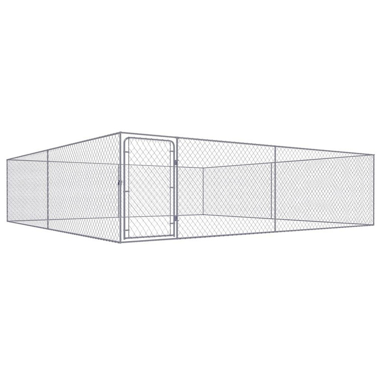 Dog Kennel Silver Galvanized Steel Large Dog Kennel Rectangular A949-170820