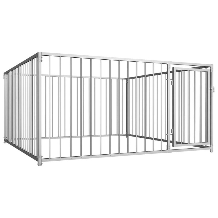 Dog Kennel Silver Steel 78.7x78.7x39.4 in Durable Dog Kennel A949-144489