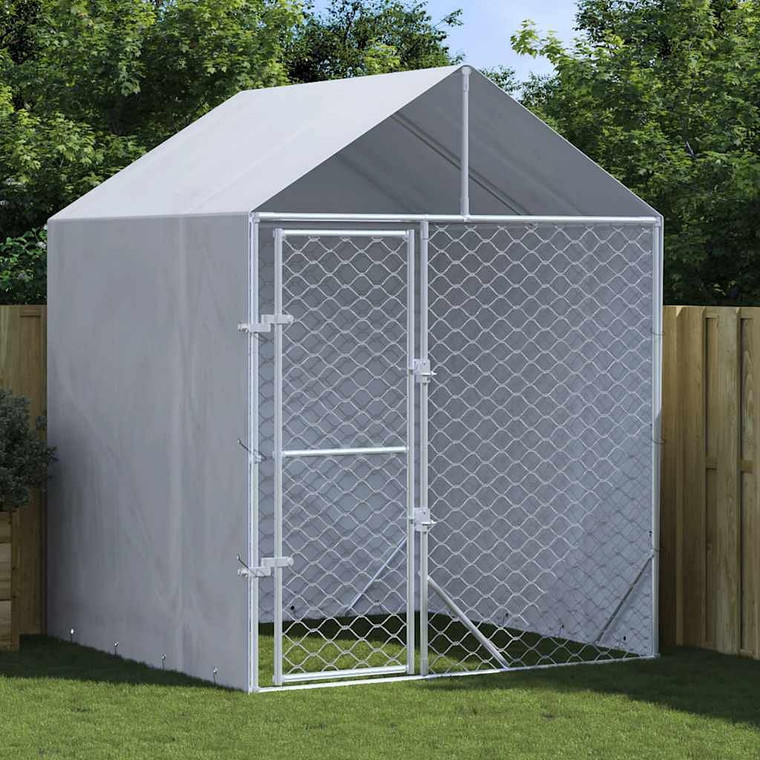Outdoor Dog Kennel Silver Galvanized steel Large A949-153676