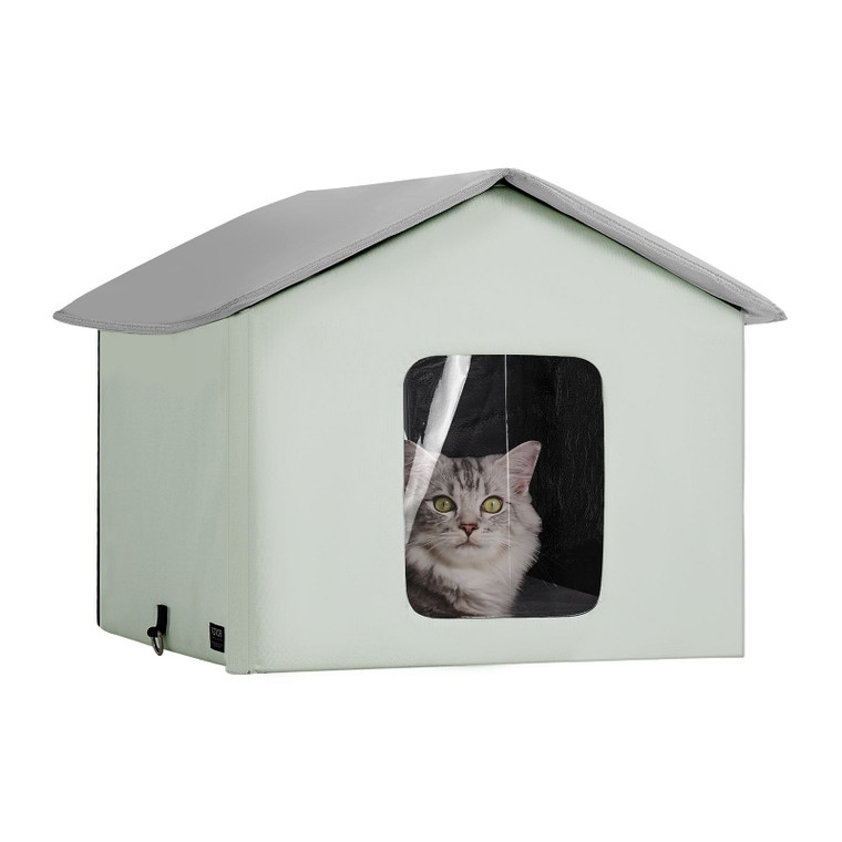 VEVOR Heated Cat House Foldable Kitty Shelter with Heated Pad Green Middle E415-FWSBYMBHSNJB0APUQV1
