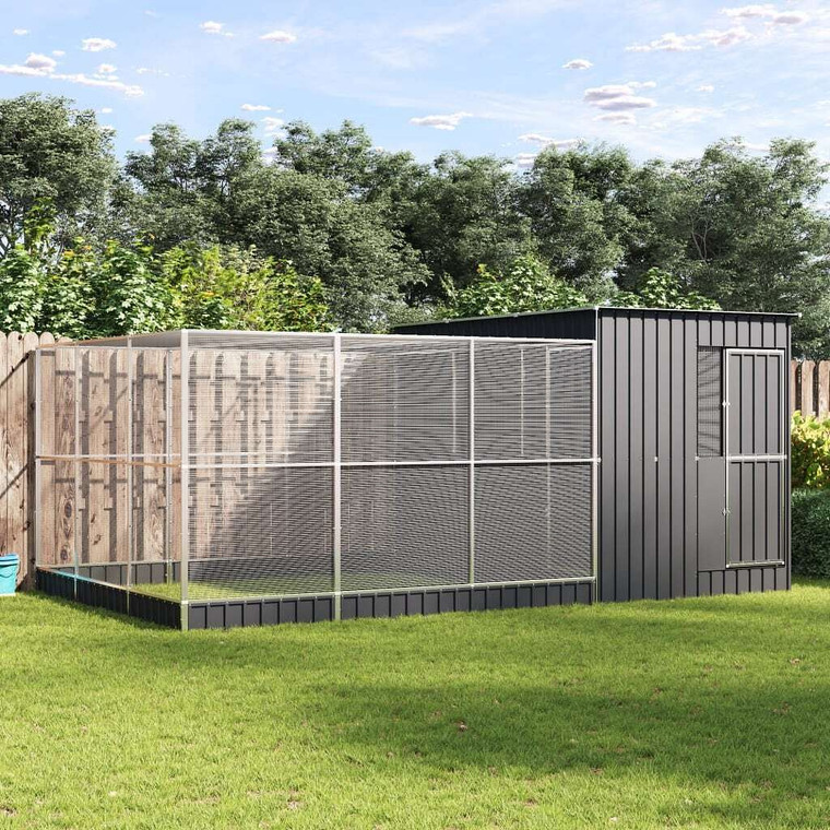 Aviary Silver and Anthracite Galvanized steel Large Durable A949-3214263