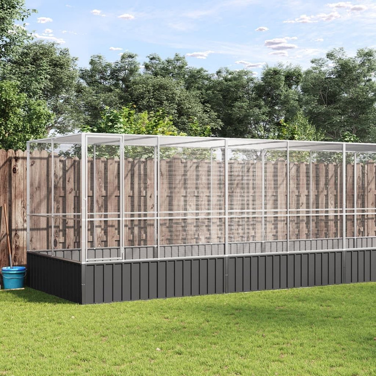 Aviary Silver and Anthracite Galvanized Steel Large Durable A949-3214274