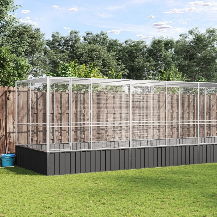 Aviary Silver Galvanized Steel Large Durable Aviary A949-3214273