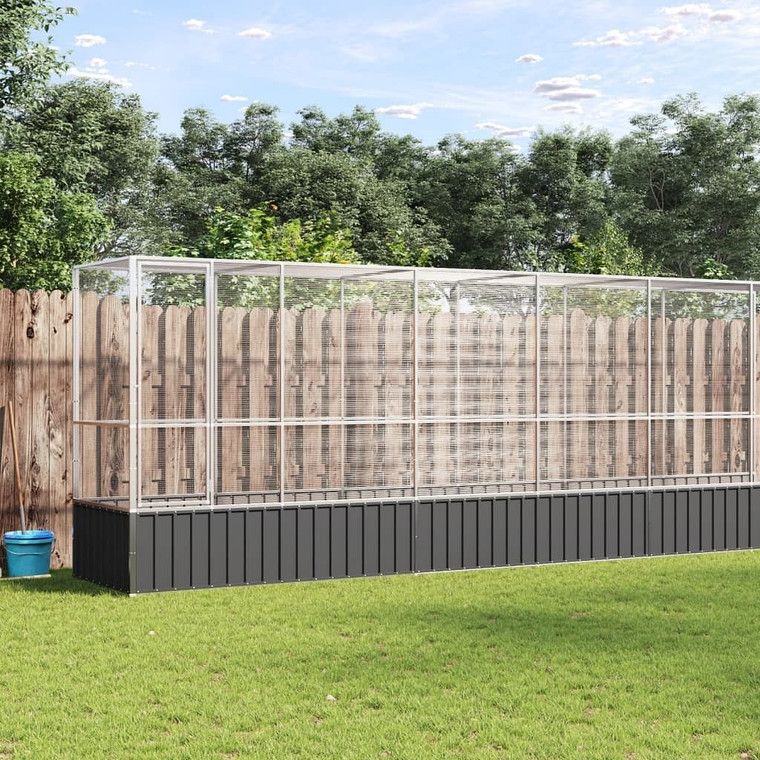 Aviary with Extension Silver 492.3"x42.1"x83.5" Steel A949-3214271