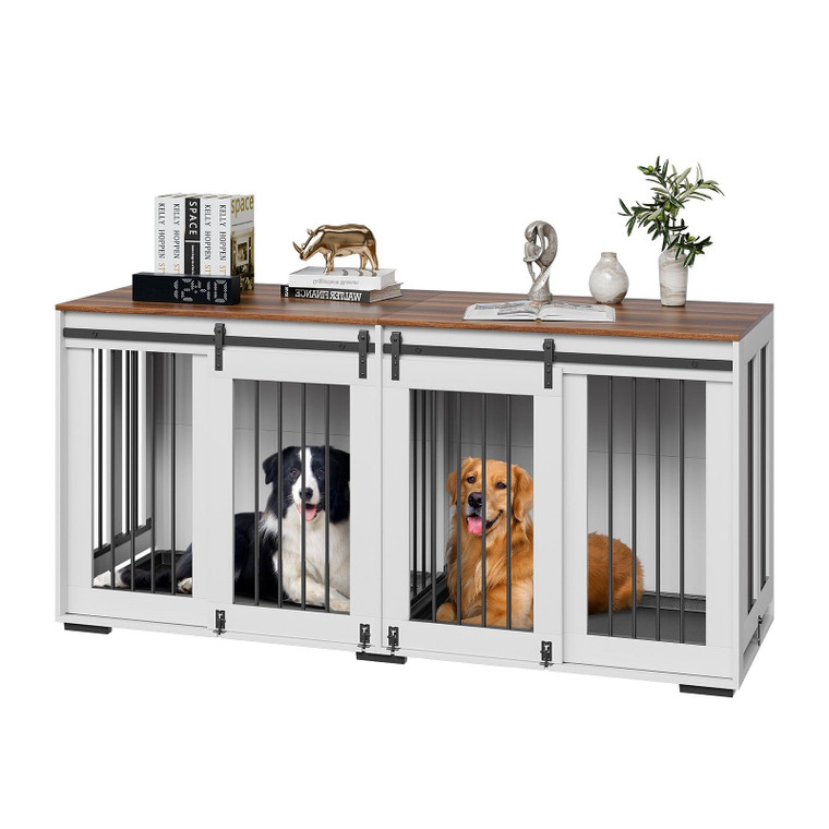 VEVOR Dog Crate Furniture 72 in Indoor Wooden Dog Kennel with Tray Heavy Duty E415-ZWJJSGL72INC6CL0QV0