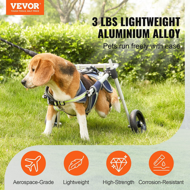 VEVOR 2 Wheels Dog Wheelchair for Back Legs, Pet Wheelchair Lightweight & Adjustable Assisting in H E415-CWLYLLSLLSXHJR1J3V0