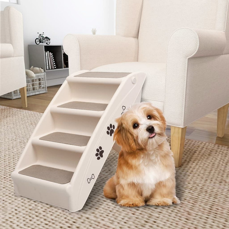 Dog Stair Cream Polypropylene 24.4x15.7x19.5 in Foldable A949-170984