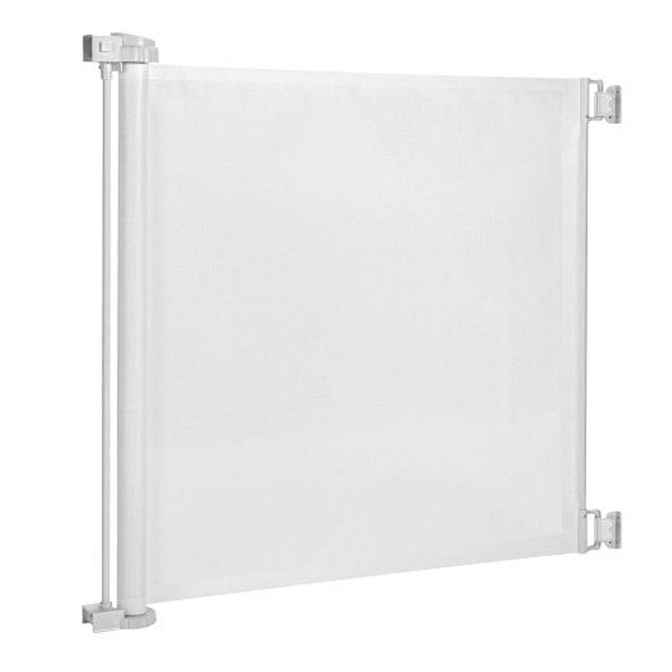 33 Inch Tall Retractable Mesh Safety Gate for Indoor and Outdoor Use - Color: White D681-BE10003