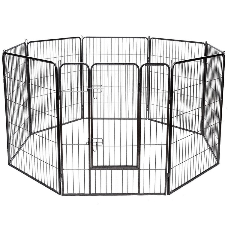 8 Metal Panel Heavy Duty Pet Playpen Dog Fence with Door-40 Inch - Color: Black - Size: 40 inches D681-PS7067
