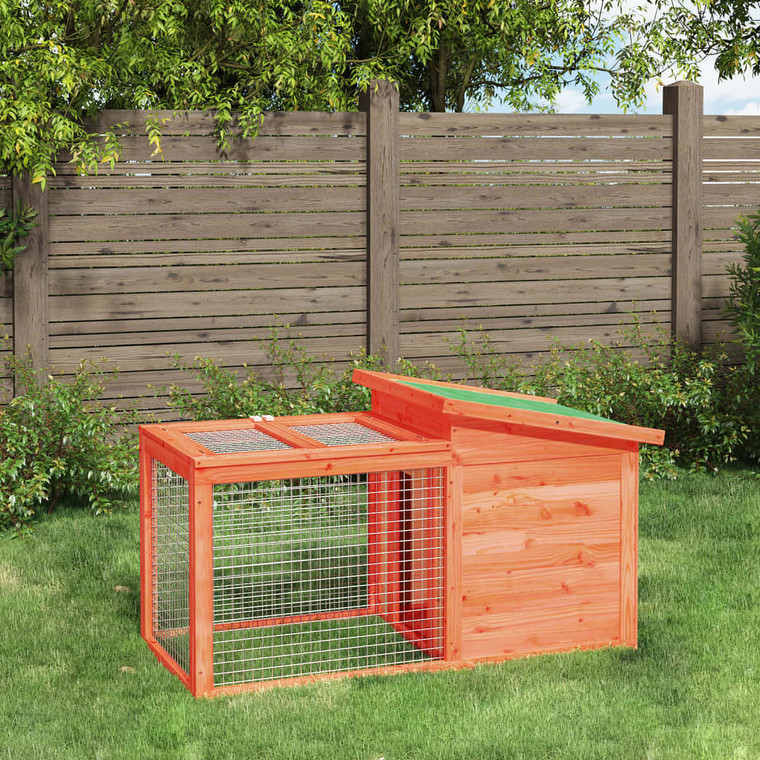  Rabbit Hutch Brown, Green Solid Pine Wood, Plywood Rabbit Hutch A949-172289