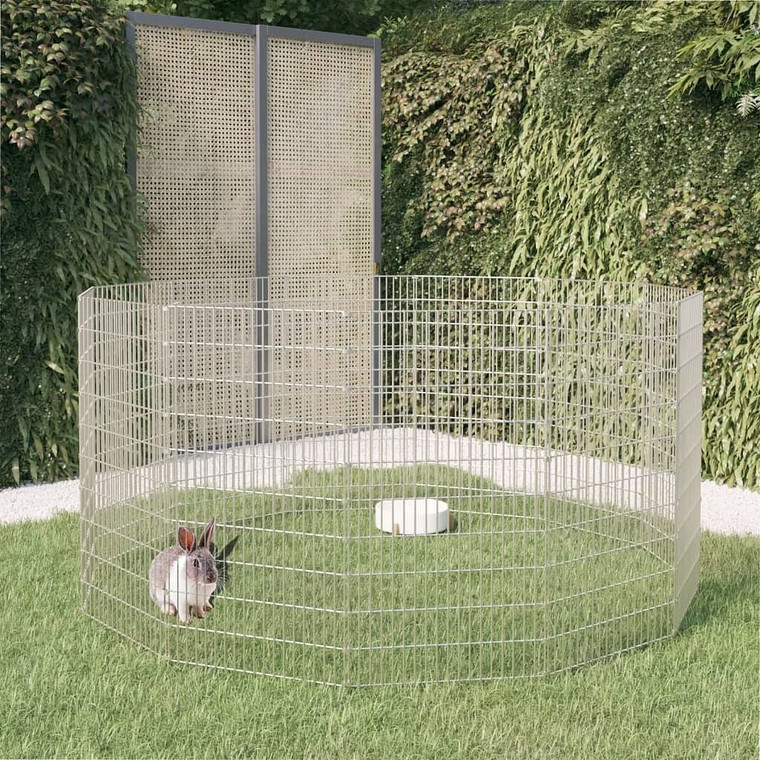  Animal Enclosure Silver Galvanized Iron 12-Panel Durable A949-171584