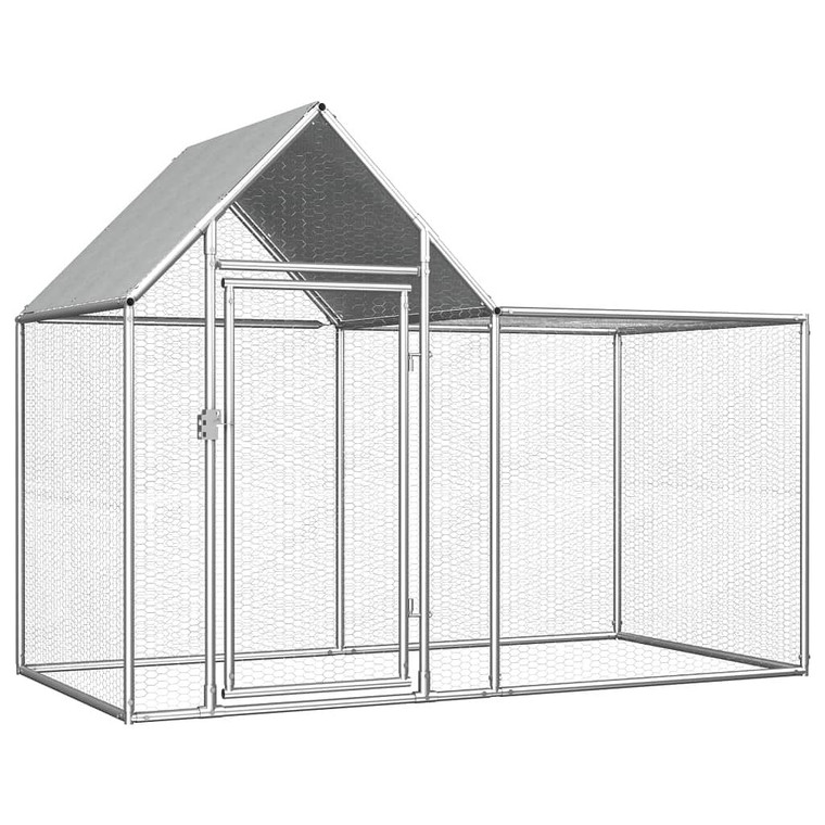  Chicken Coop Silver Galvanized Steel Large Durable Chicken Coop A949-144553
