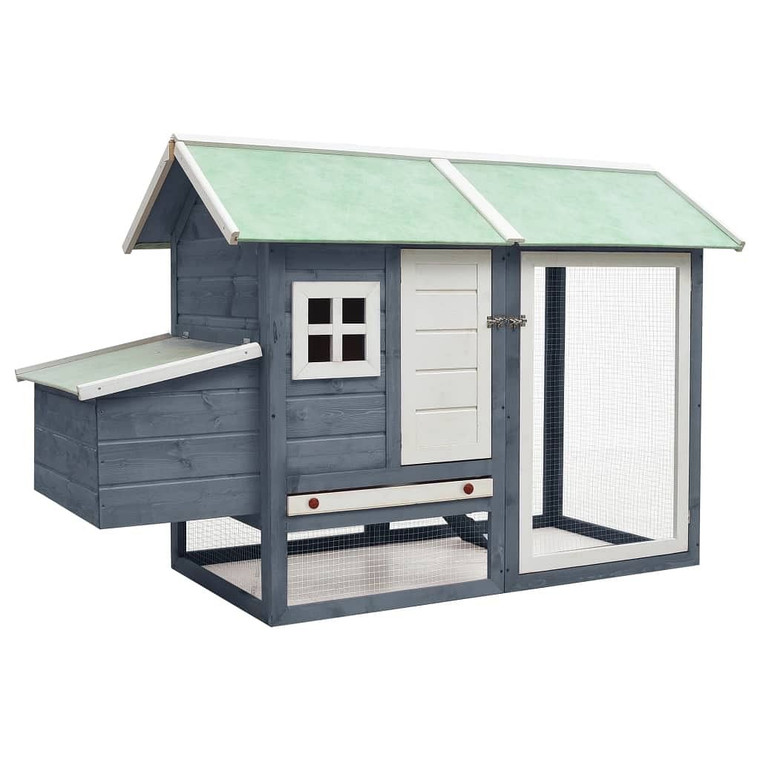  Rabbit Hutch Grey, Green Solid pine wood, Fir wood, Iron wire mesh A949-170861