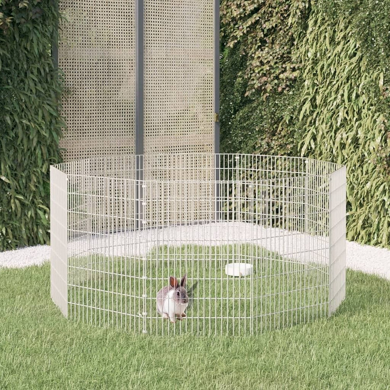 Animal Enclosure Silver Galvanized iron 10-Panel Expandable A949-171579