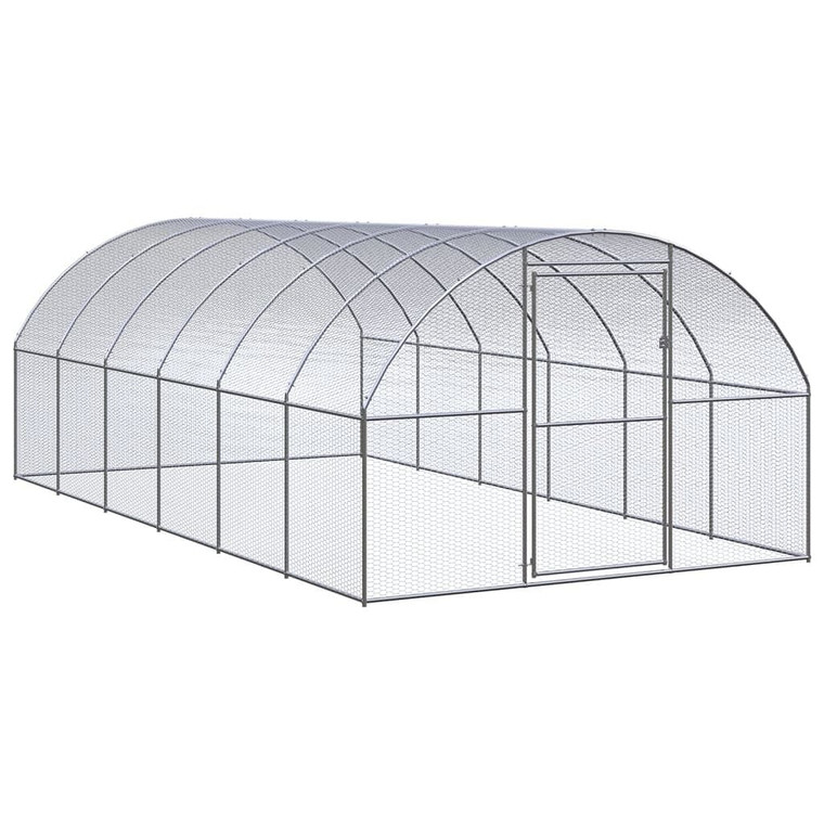  Chicken Coop Silver Galvanized Steel Large Durable Chicken Coop A949-3095465