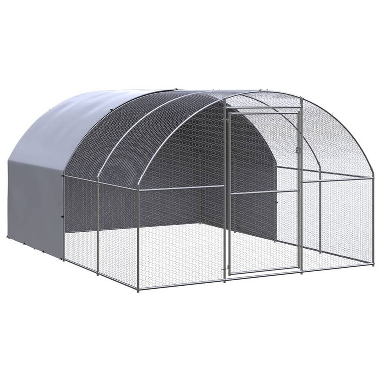  Chicken Coop Silver Galvanized Steel Large Durable Chicken Coop A949-3095473