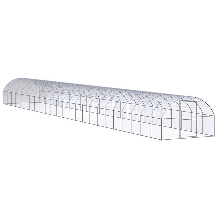  Chicken Coop Silver Galvanized Steel 9.8 x 78.7 x 6.6 ft Durable A949-3095471