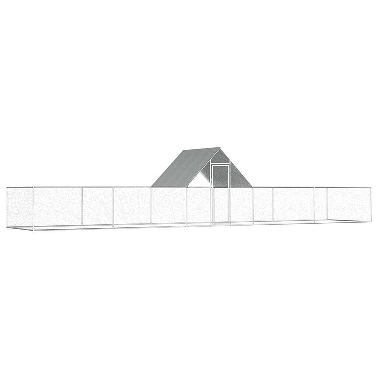  Chicken Coop Silver Galvanized Steel 32.8 x 6.6 x 6.6 ft Sturdy A949-144563
