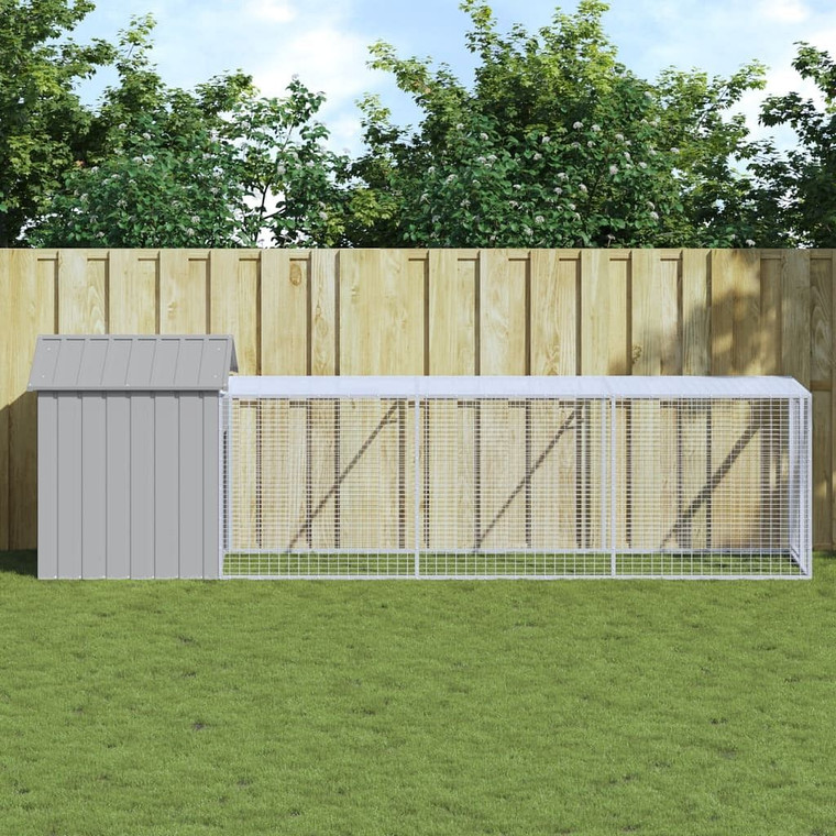  Chicken Cage Light Grey Galvanized Steel 46.1 x 159.4 x 48.4 in A949-3189074