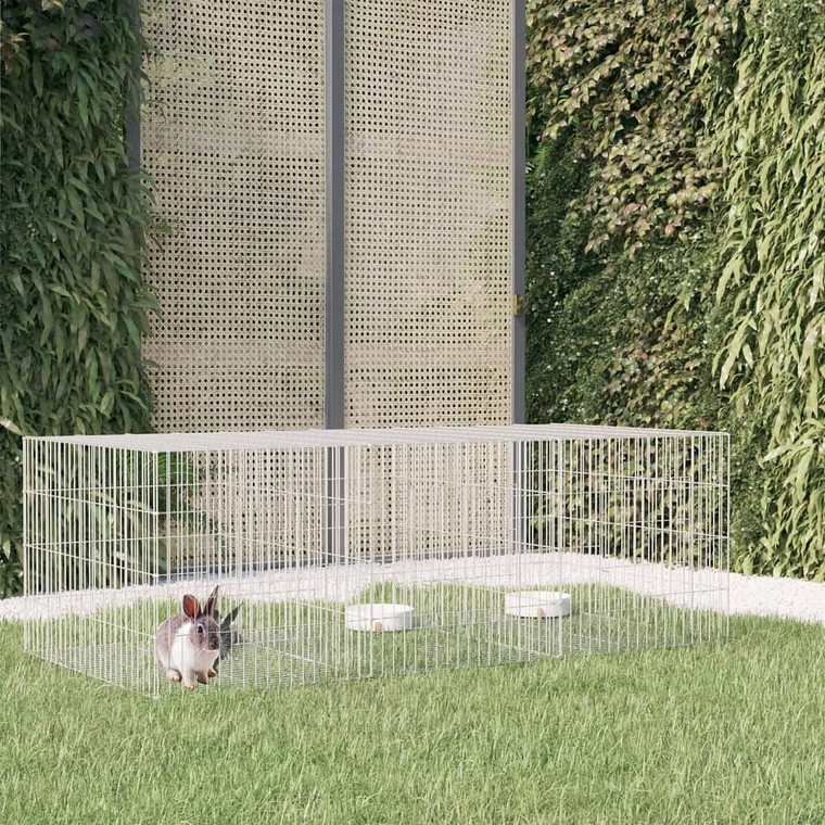  Rabbit Cage Silver Galvanized Iron 64.2 x 31.1 x 21.3 in A949-171569