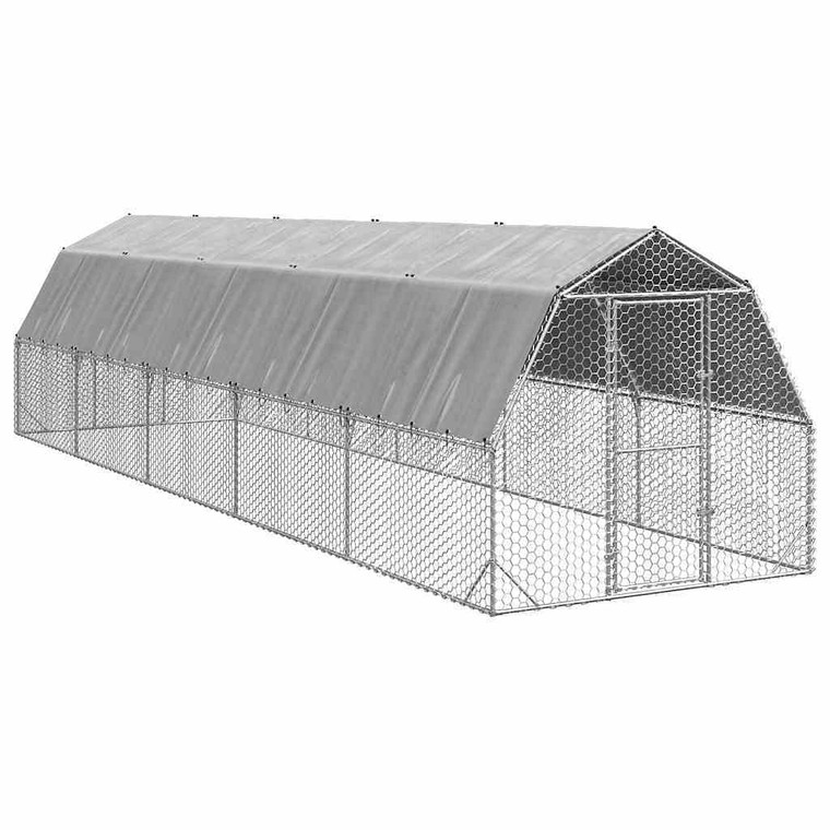  Chicken Run Galvanized Silver Sturdy Large Walk-in Chicken Run A949-3328524
