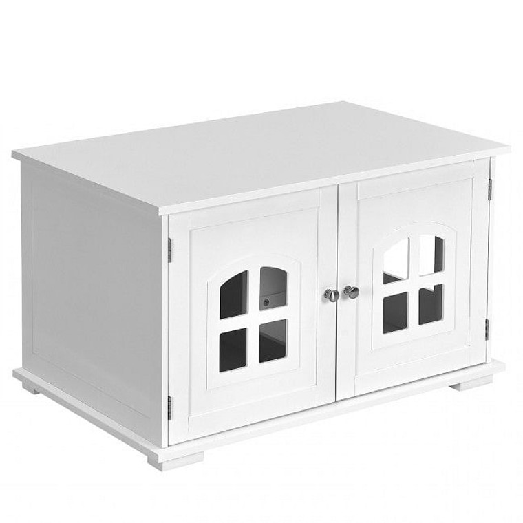 White  Modern Large Ventilated Private Divider Cat Litter Box Q280-WHJF1488