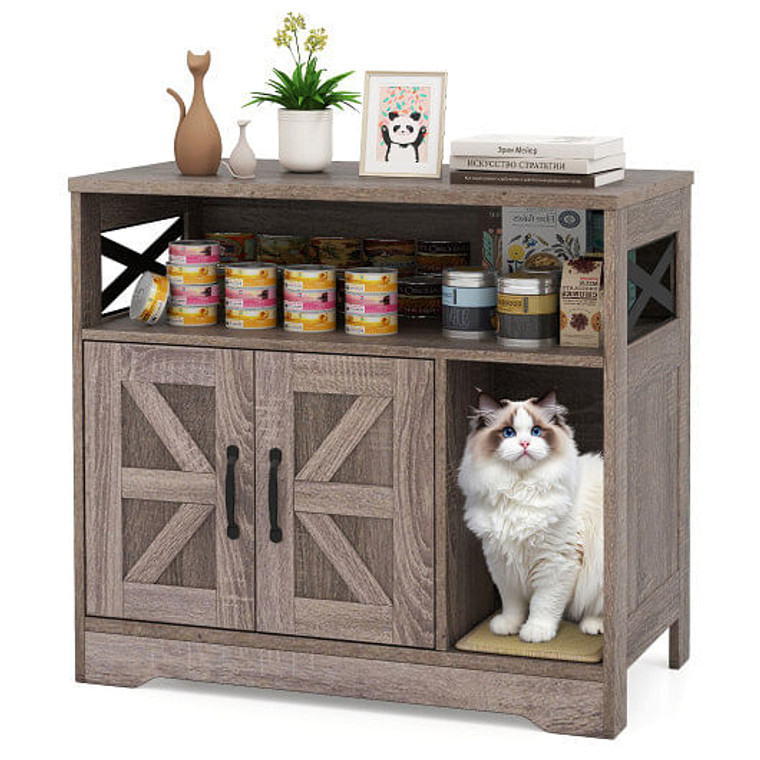 Cat Litter Box Enclosure Hidden Cat Washroom Furniture with Storage-Grey - Color: Gray D681-PV10330GR