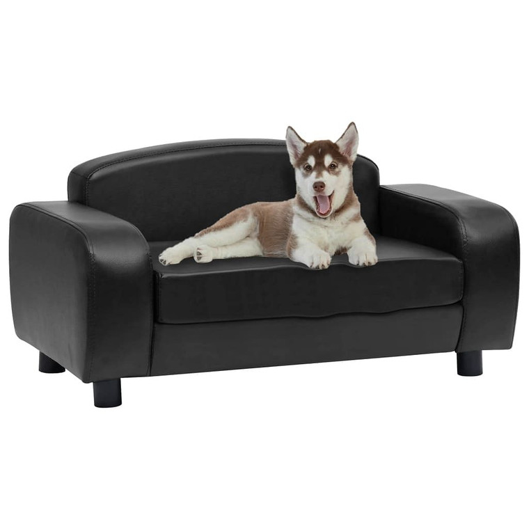  Dog Sofa Black Faux leather, solid fir wood 31.5x19.7x15.7 in A949-170965