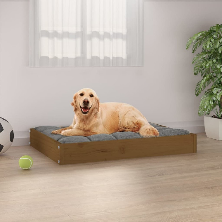  Dog Bed Honey Brown Solid Pine Wood 28.1 x 21.3 x 3.5 in Dog Bed A949-820859