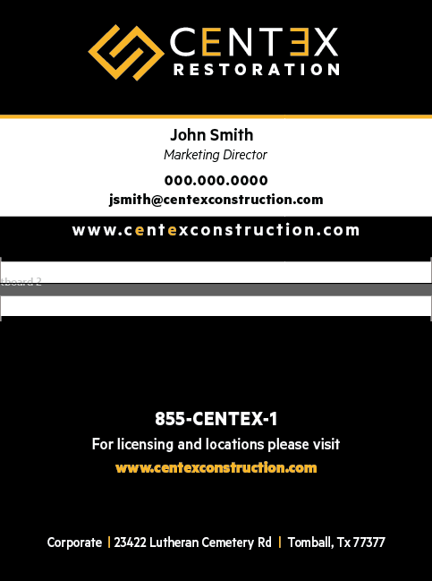 Centex Standard Restoration Business Card