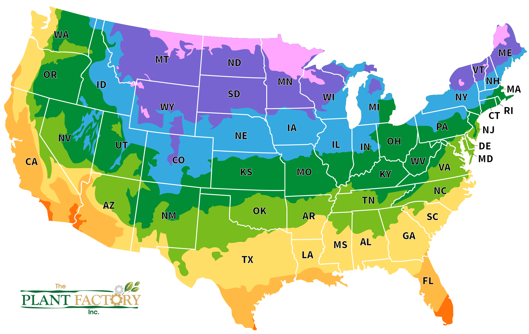 United States Plant Hardiness Zone Map at ShopPlantFactory.com