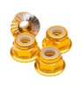 1UP Racing M4 Flanged & Serrated Aluminum Locknuts Gold 4 pieces 1UP80562