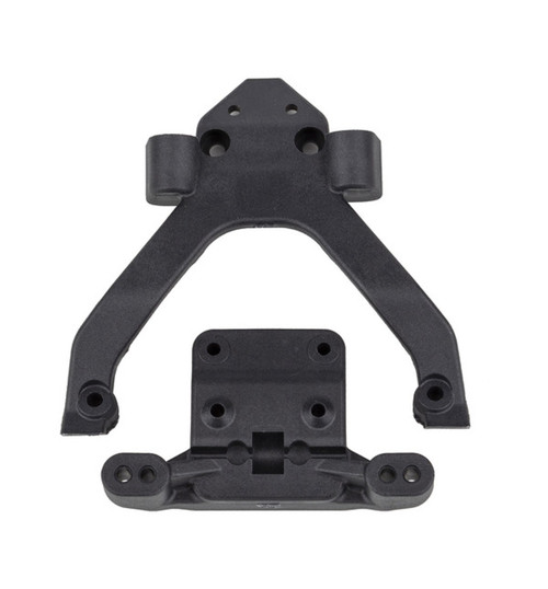 Associated RC10B6.4 FT Front Top Plate and Ballstud Mount angled carbon ASC71183