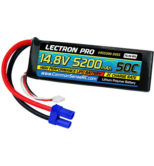 Common Sense RC Lectron Pro 14.8v 5200mah 50c LiPo Battery Soft CMS4S5200-50S5